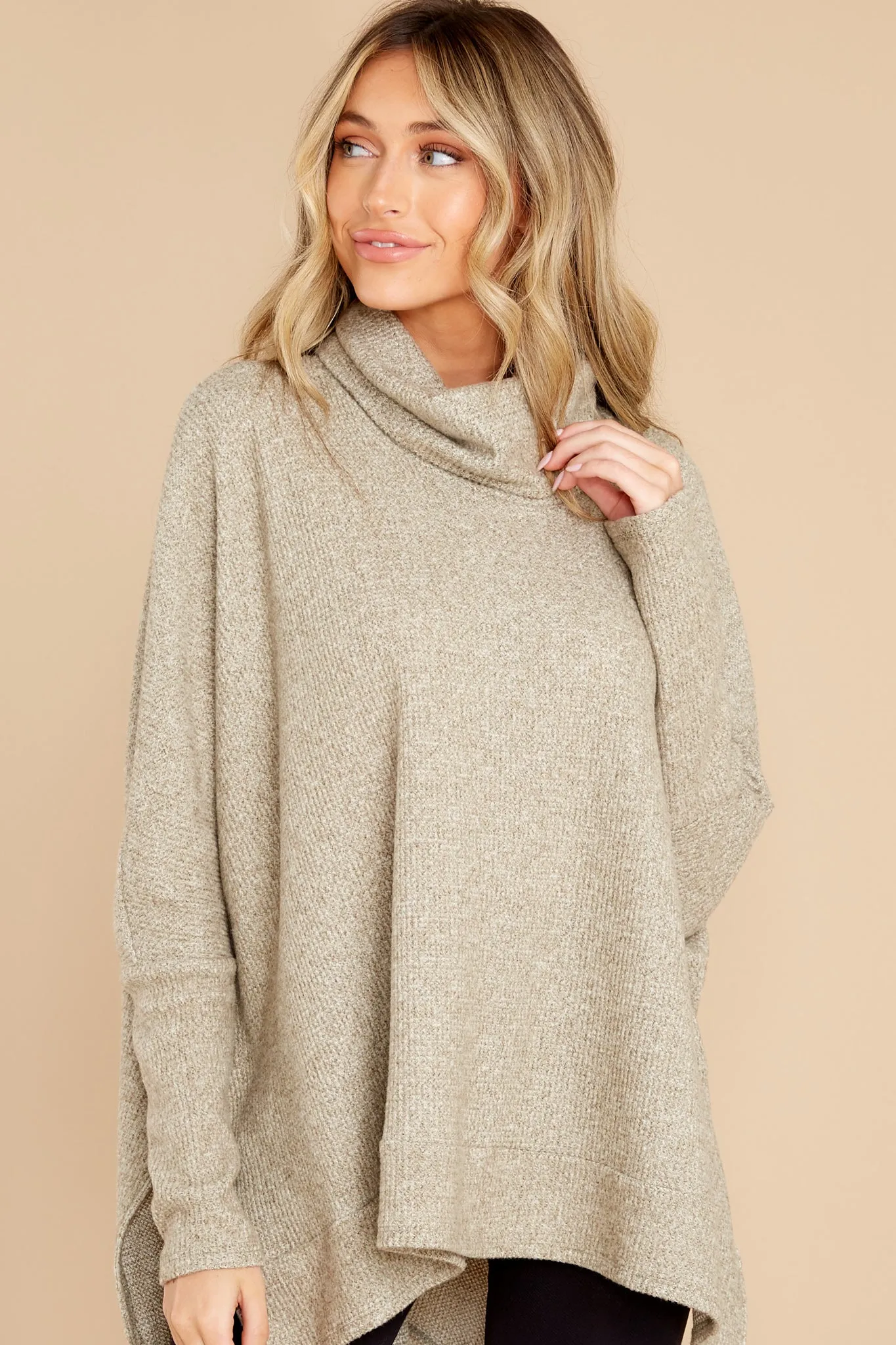 Chic Warmth Light Olive Turtleneck Sweater