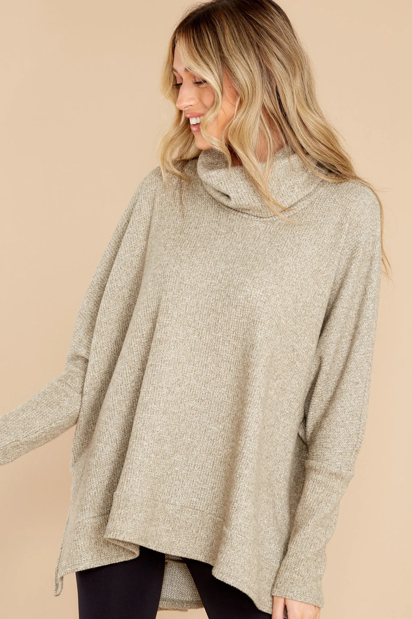 Chic Warmth Light Olive Turtleneck Sweater