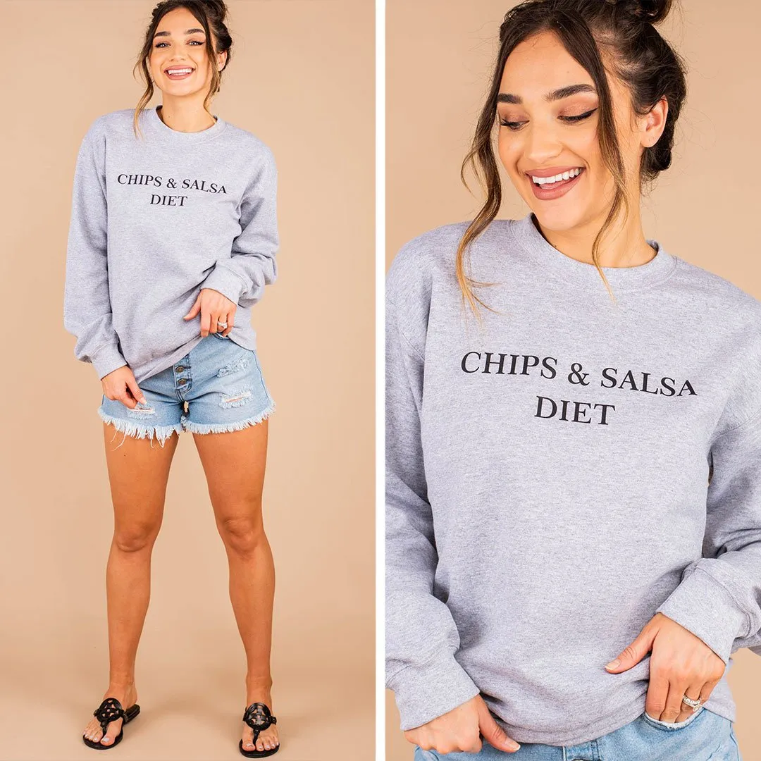 Chips & Salsa Diet Sport Gray Graphic Sweatshirt