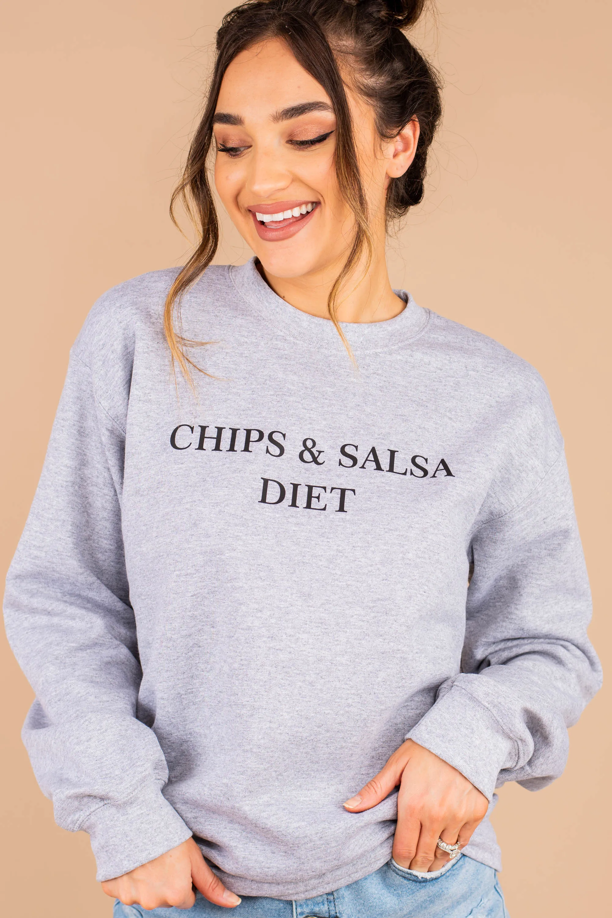 Chips & Salsa Diet Sport Gray Graphic Sweatshirt