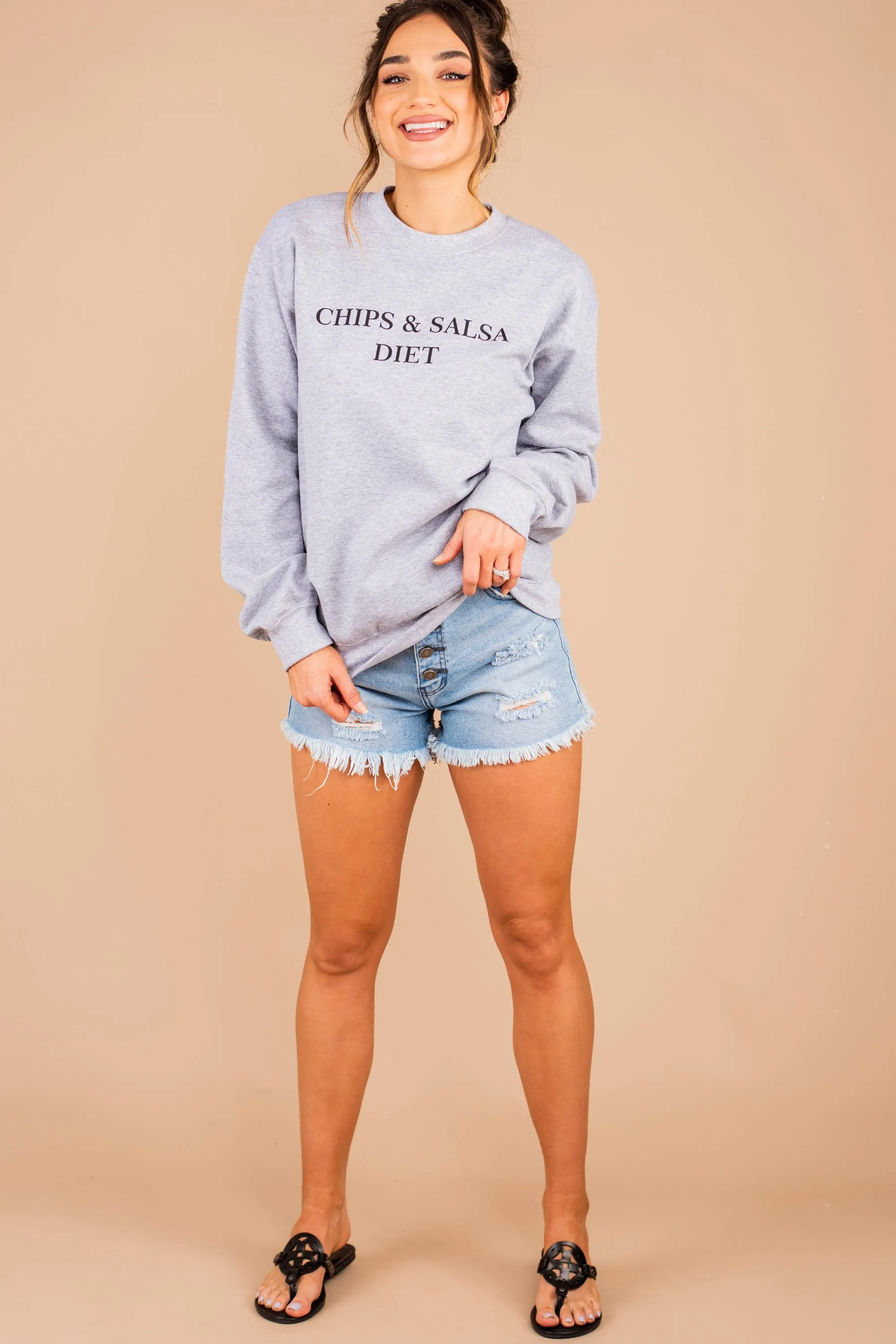 Chips & Salsa Diet Sport Gray Graphic Sweatshirt