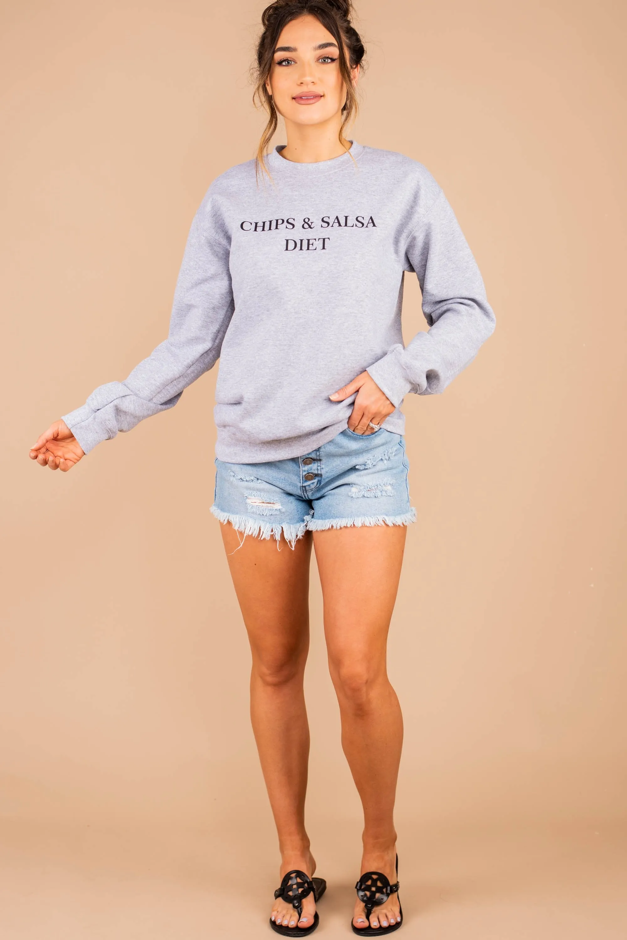 Chips & Salsa Diet Sport Gray Graphic Sweatshirt