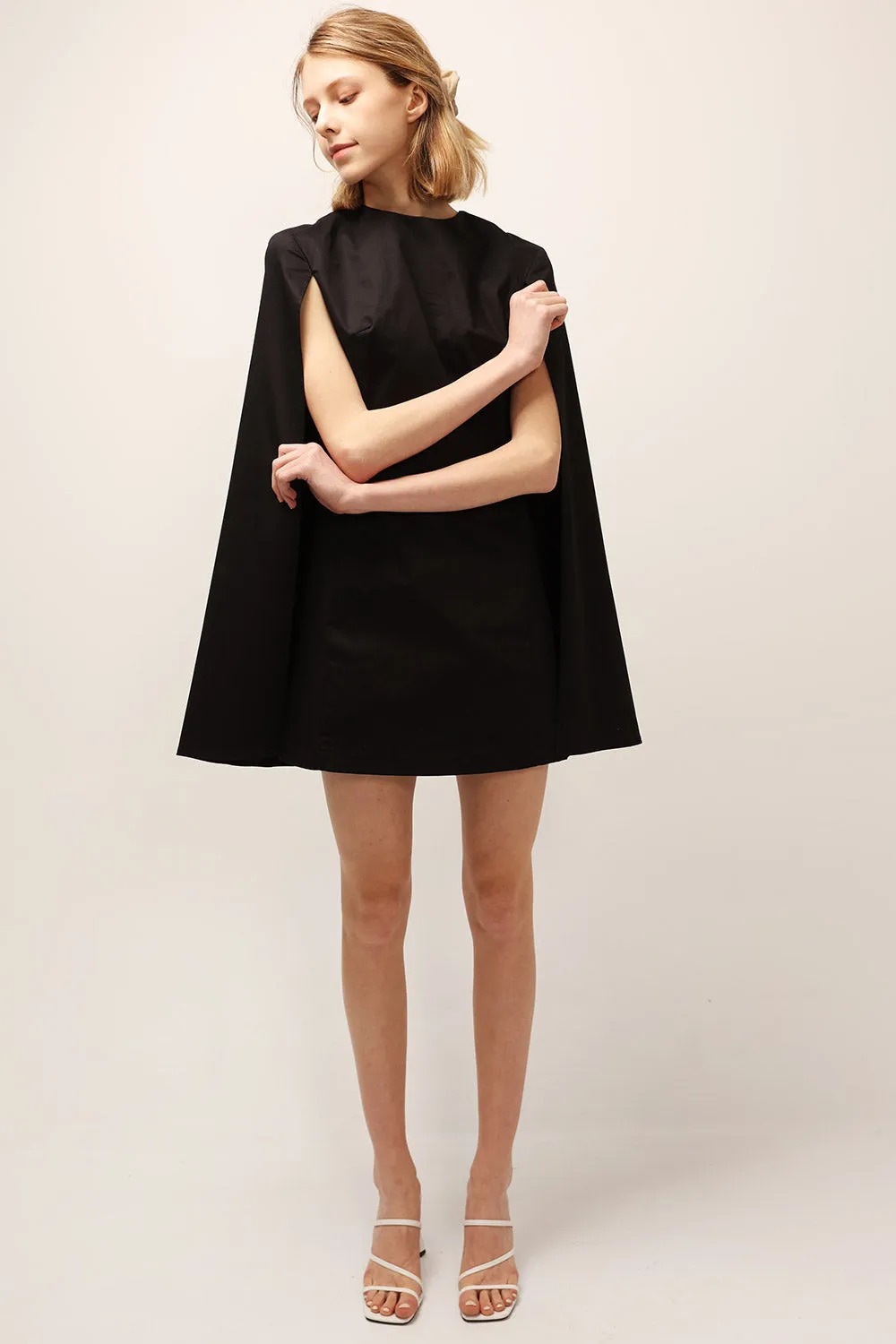 Chloe Back Zip-Up Cape Dress