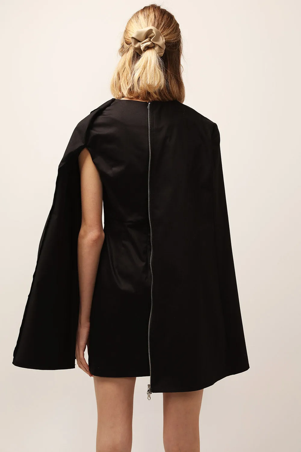 Chloe Back Zip-Up Cape Dress