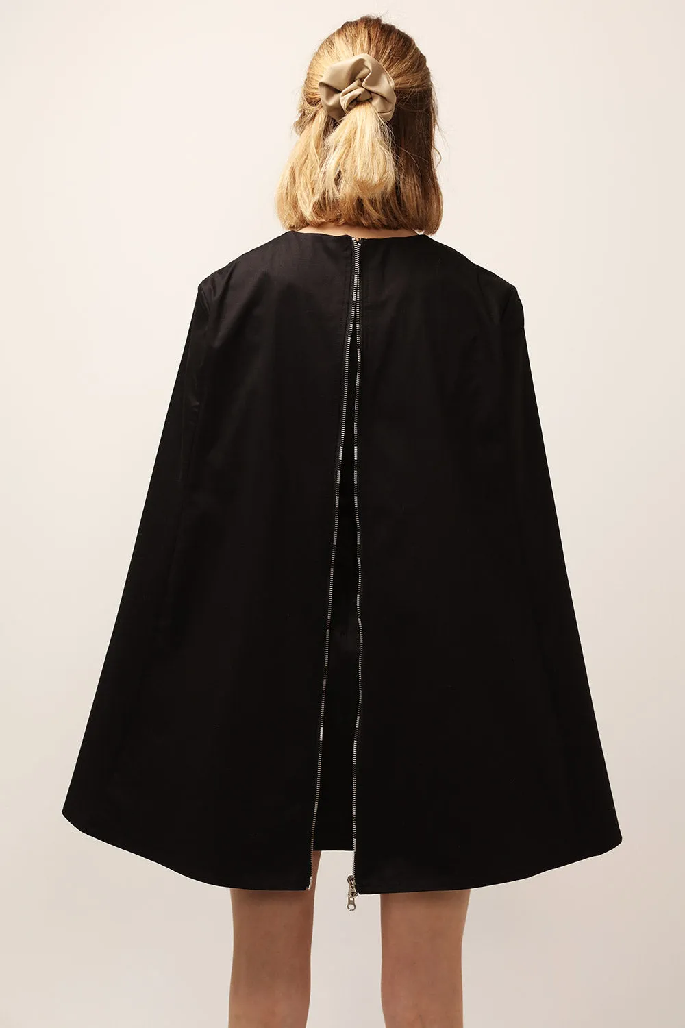 Chloe Back Zip-Up Cape Dress