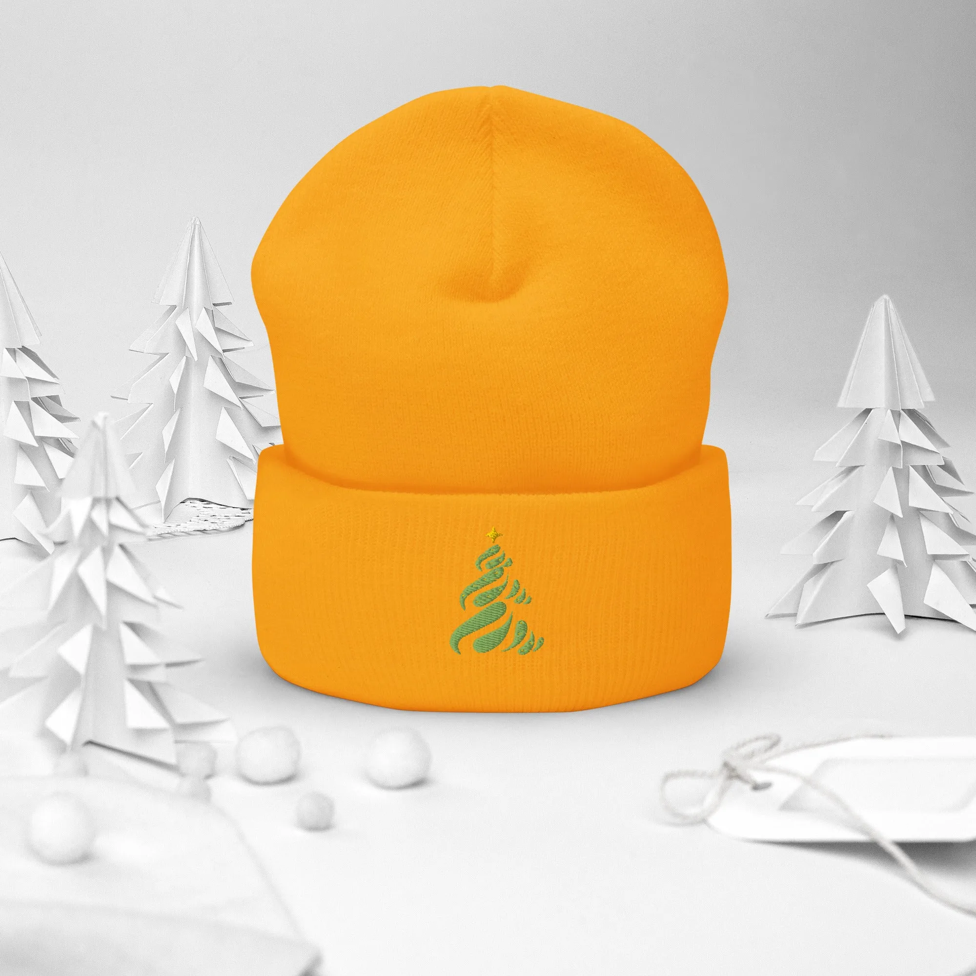 Christmas Tree embroidered cuffed beanie