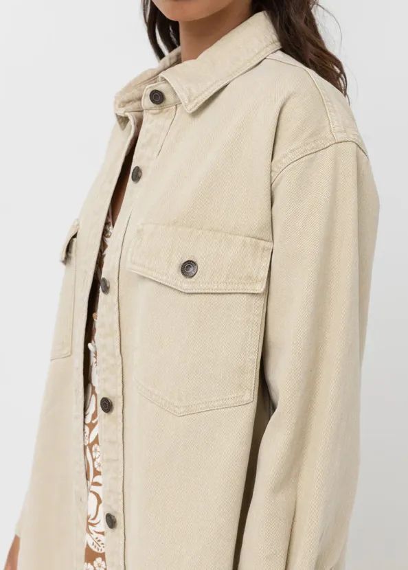 Claude Drill Shacket in Natural