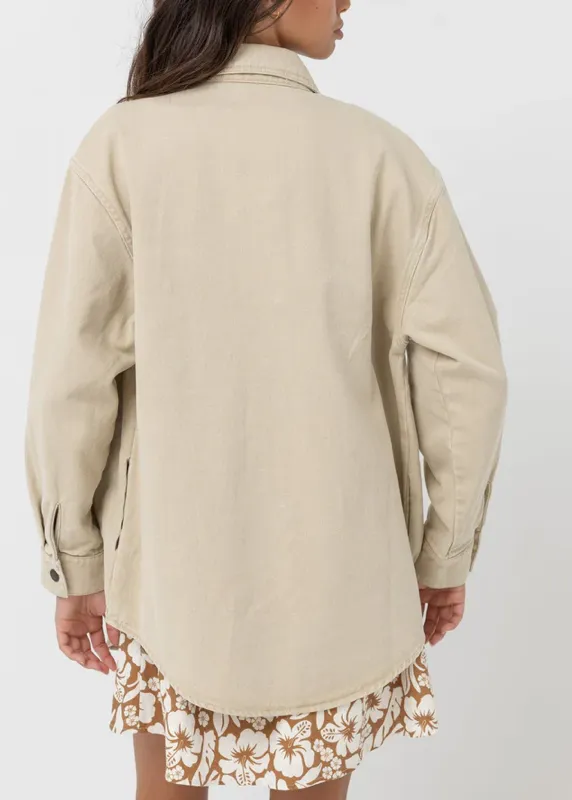 Claude Drill Shacket in Natural