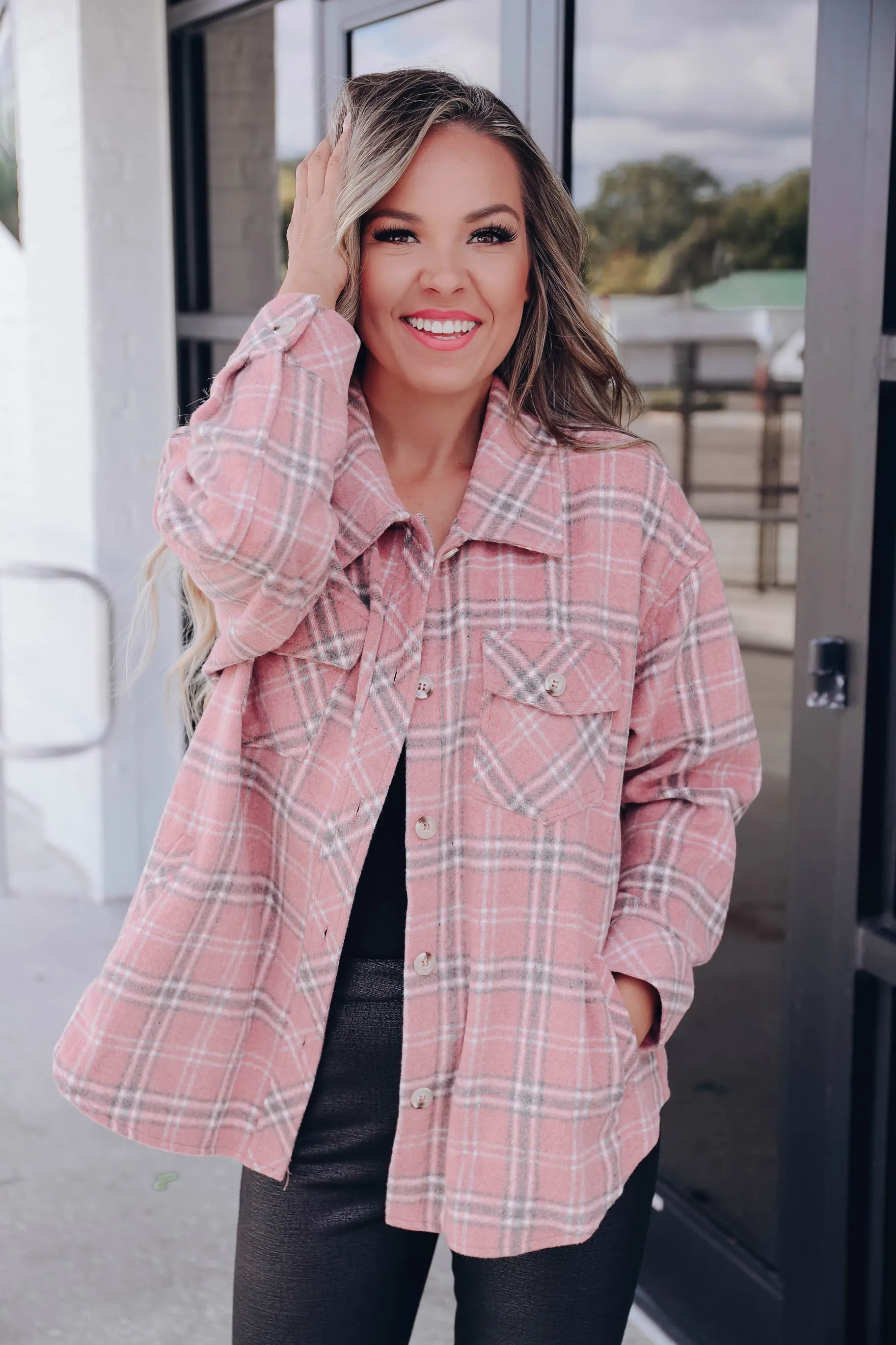 Color Me Pink Plaid Shacket - Final Sale