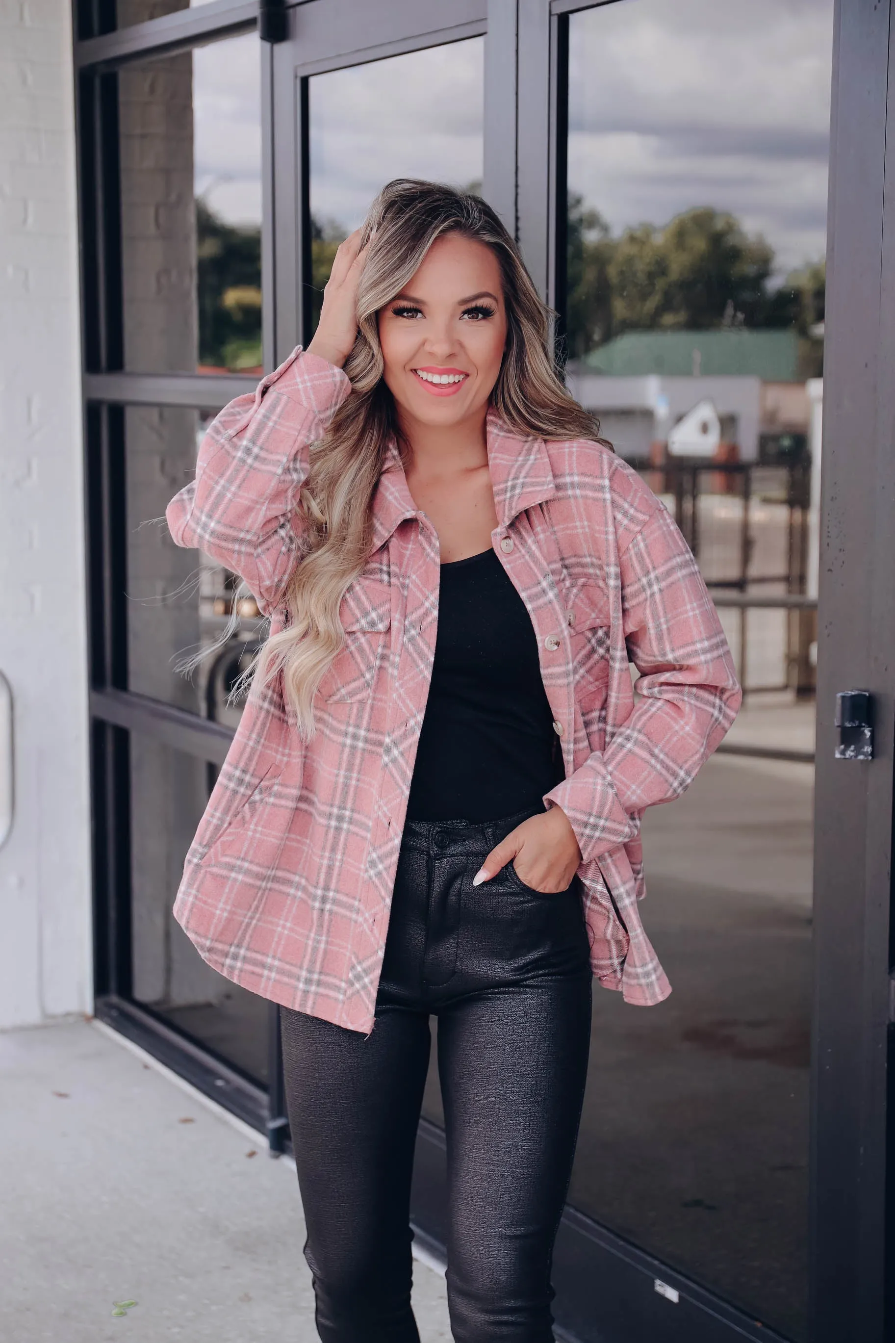 Color Me Pink Plaid Shacket - Final Sale