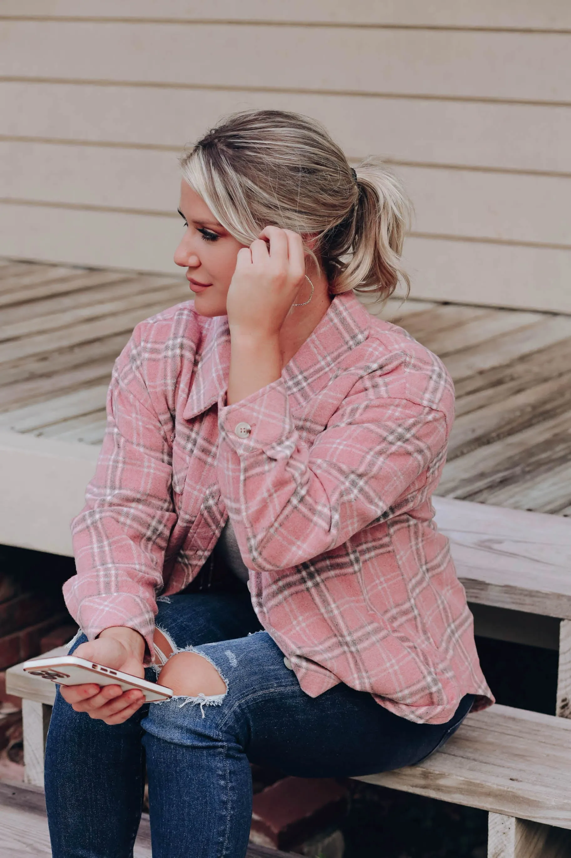 Color Me Pink Plaid Shacket - Final Sale