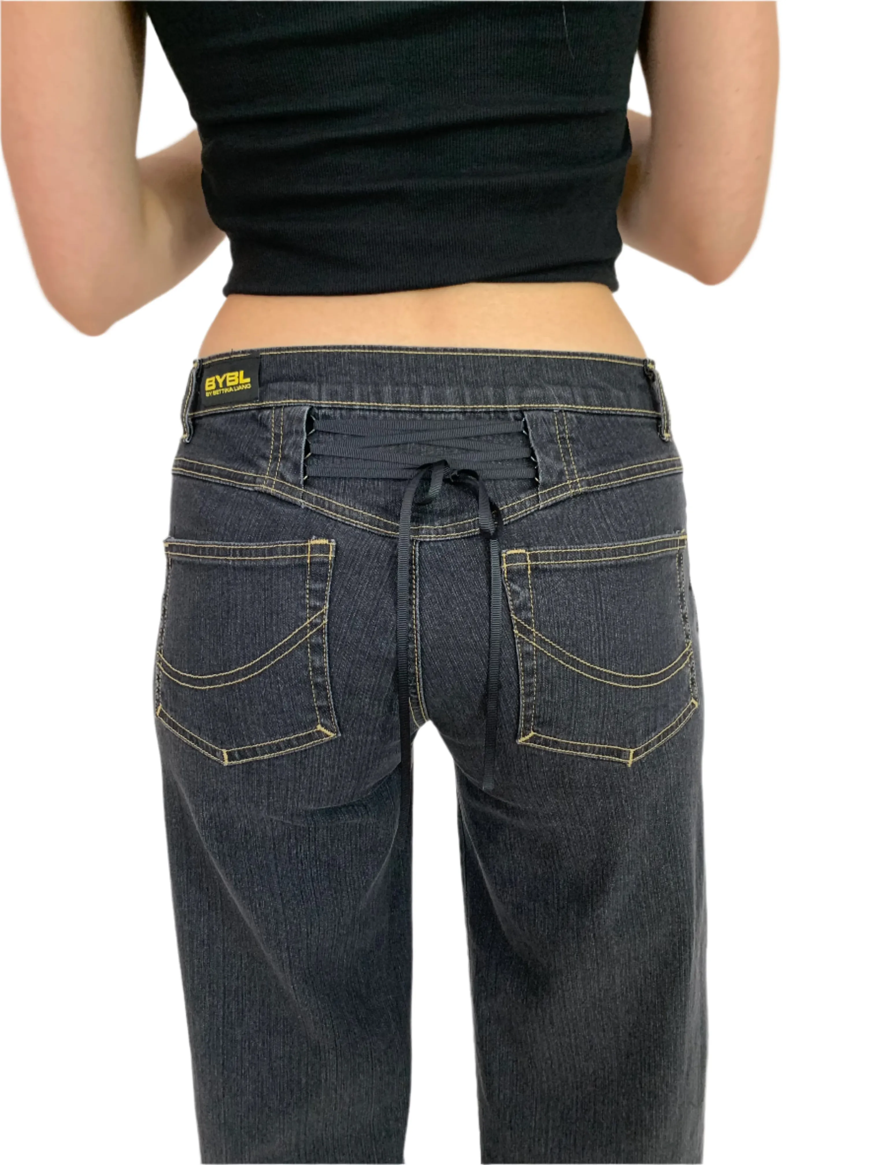 Corset Bro Jeans. Low Rise. Stretch.  Dusty Black.