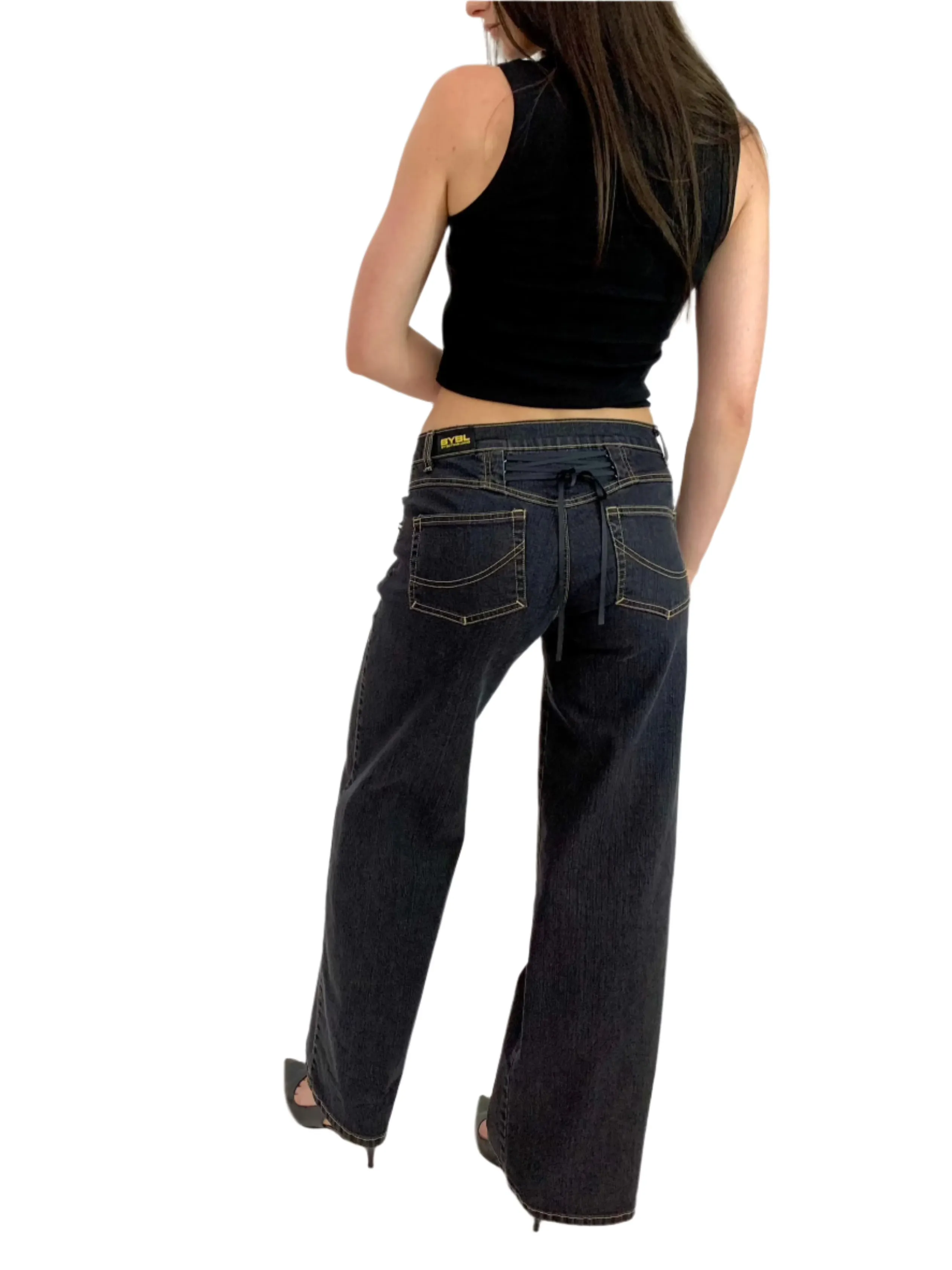 Corset Bro Jeans. Low Rise. Stretch.  Dusty Black.