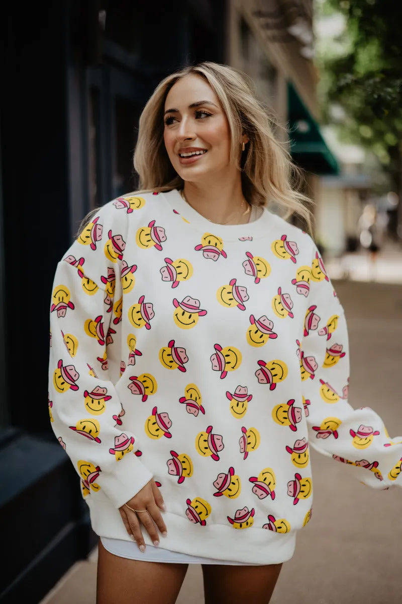 Cowboy Happy Face Wholesale Printed All Over Sweatshirt