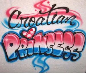 Croatian Princess with Heart and Flag Airbrushed Shirt