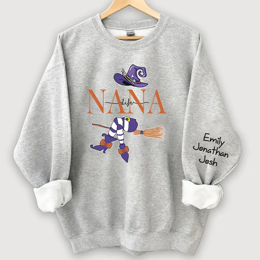 Customized Nana, Grandma Witch Autumn Sweatshirt, Halloween Sweatshirt