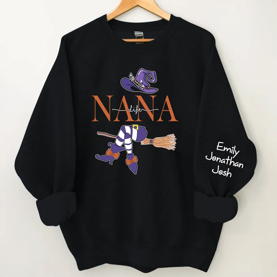 Customized Nana, Grandma Witch Autumn Sweatshirt, Halloween Sweatshirt