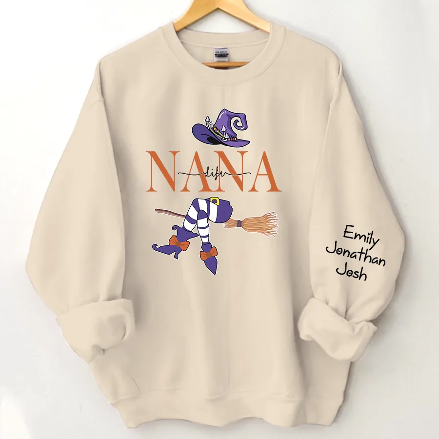 Customized Nana, Grandma Witch Autumn Sweatshirt, Halloween Sweatshirt