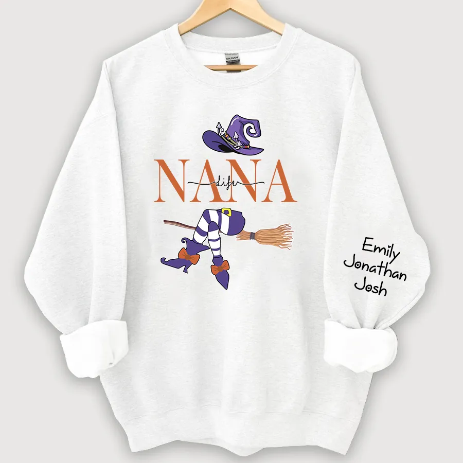 Customized Nana, Grandma Witch Autumn Sweatshirt, Halloween Sweatshirt