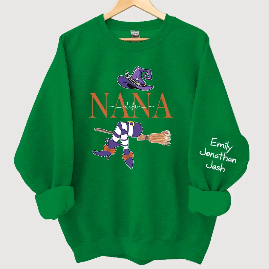 Customized Nana, Grandma Witch Autumn Sweatshirt, Halloween Sweatshirt