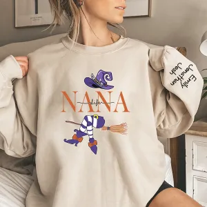 Customized Nana, Grandma Witch Autumn Sweatshirt, Halloween Sweatshirt