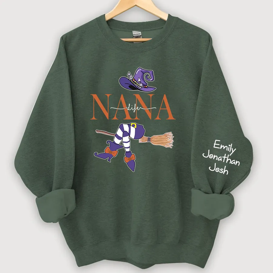 Customized Nana, Grandma Witch Autumn Sweatshirt, Halloween Sweatshirt