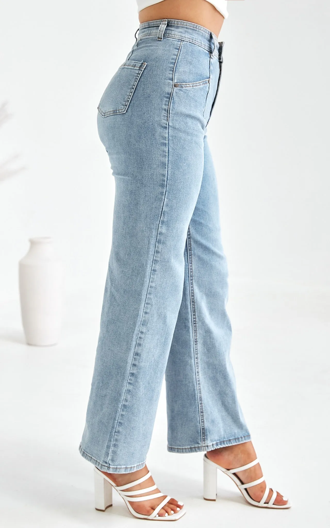 Cyrus Wide Leg Jeans - Blue Wash