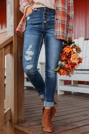 Distressed High Waist Skinny Jeans