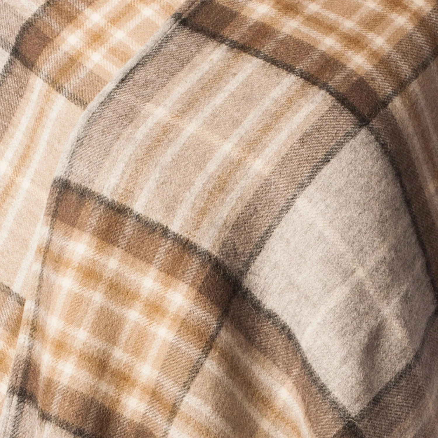 Edinburgh Lambswool Long Tartan Cape  Mackellar Natural