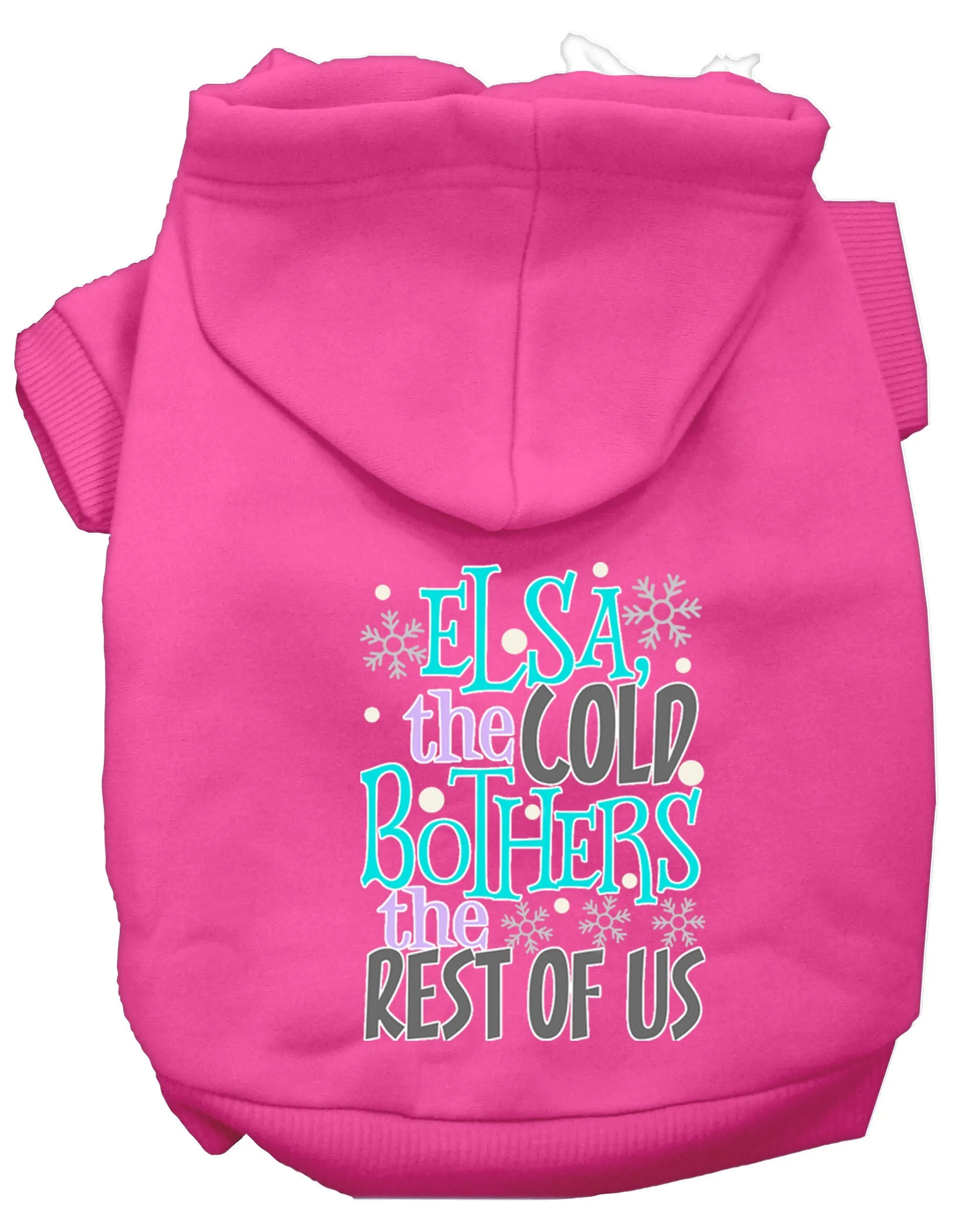 Elsa, The Cold Screen Print Dog Hoodie Bright Pink Xs