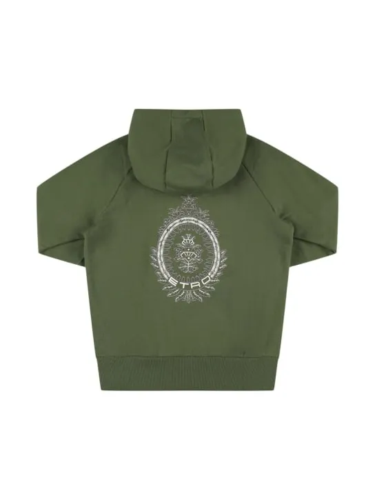 Etro   Embroidered cotton jersey hoodie 