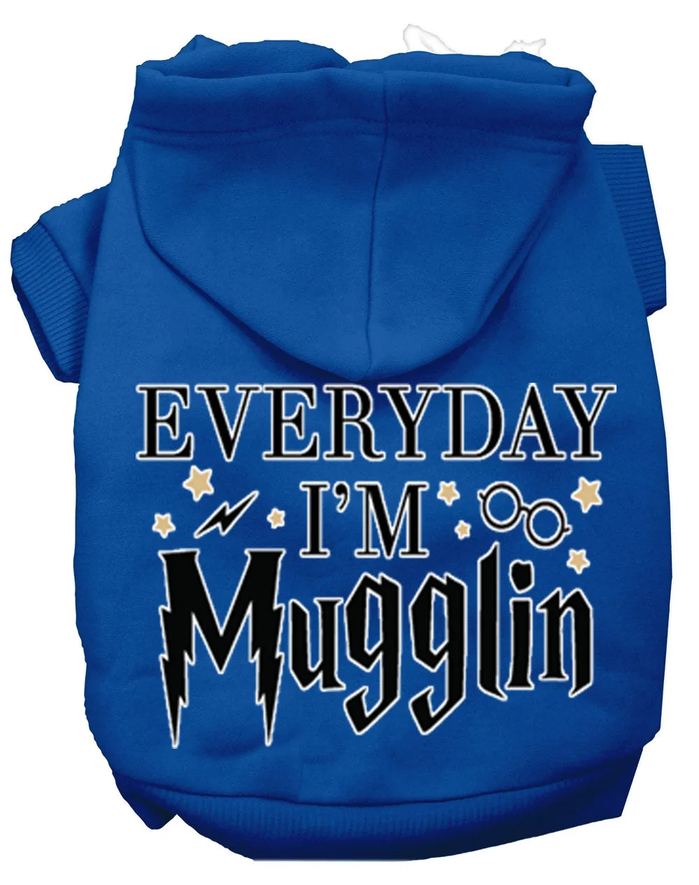 Everyday I'm Mugglin Screen Print Dog Hoodie Blue S