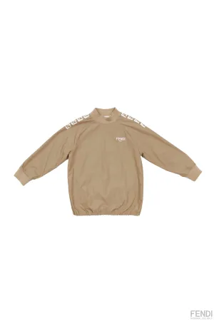 F Beige Shoulder Logo Sweatshirt