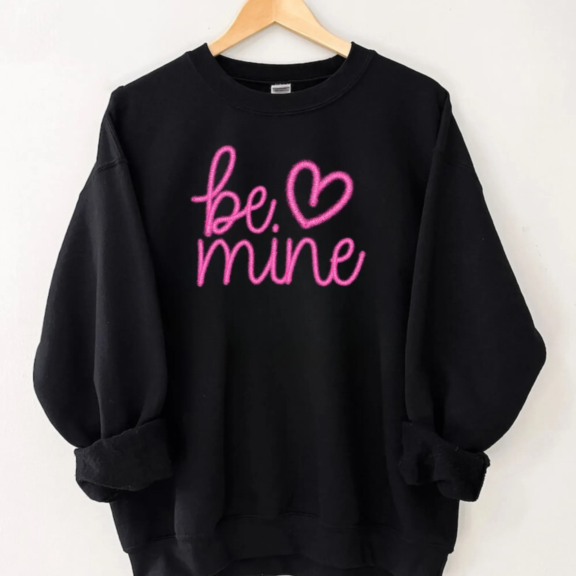 Faux Tinsel Be Mine Valentine's Day Sweatshirt