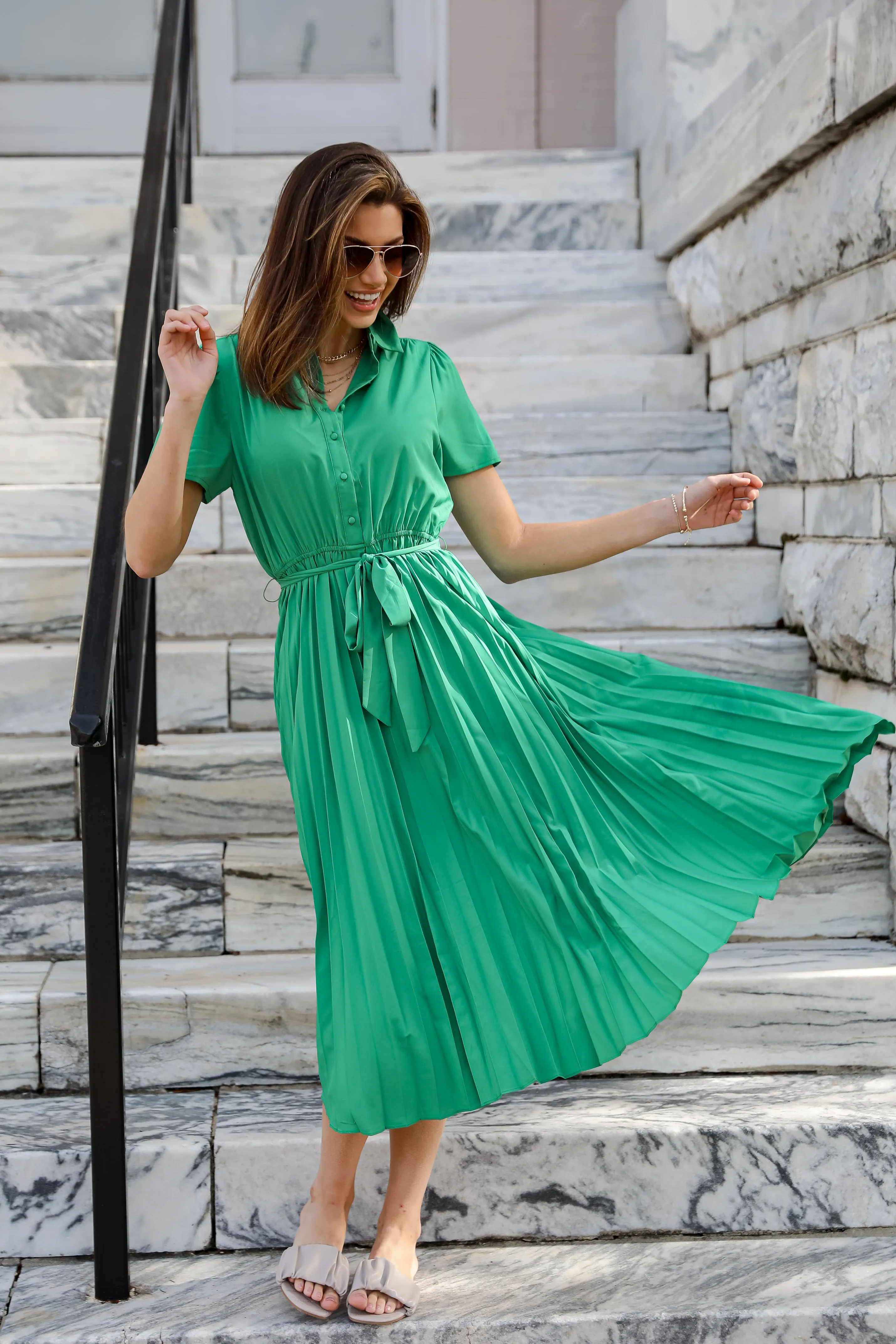 FINAL SALE - Desirable Date Pleated Midi Dress