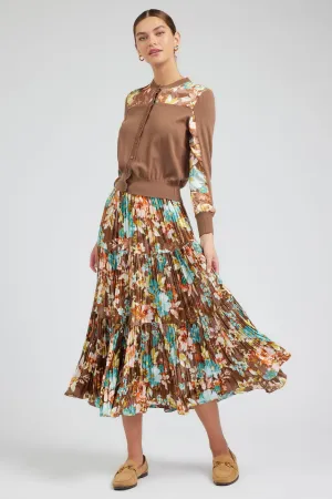 Floral Pleated Midi Skirt