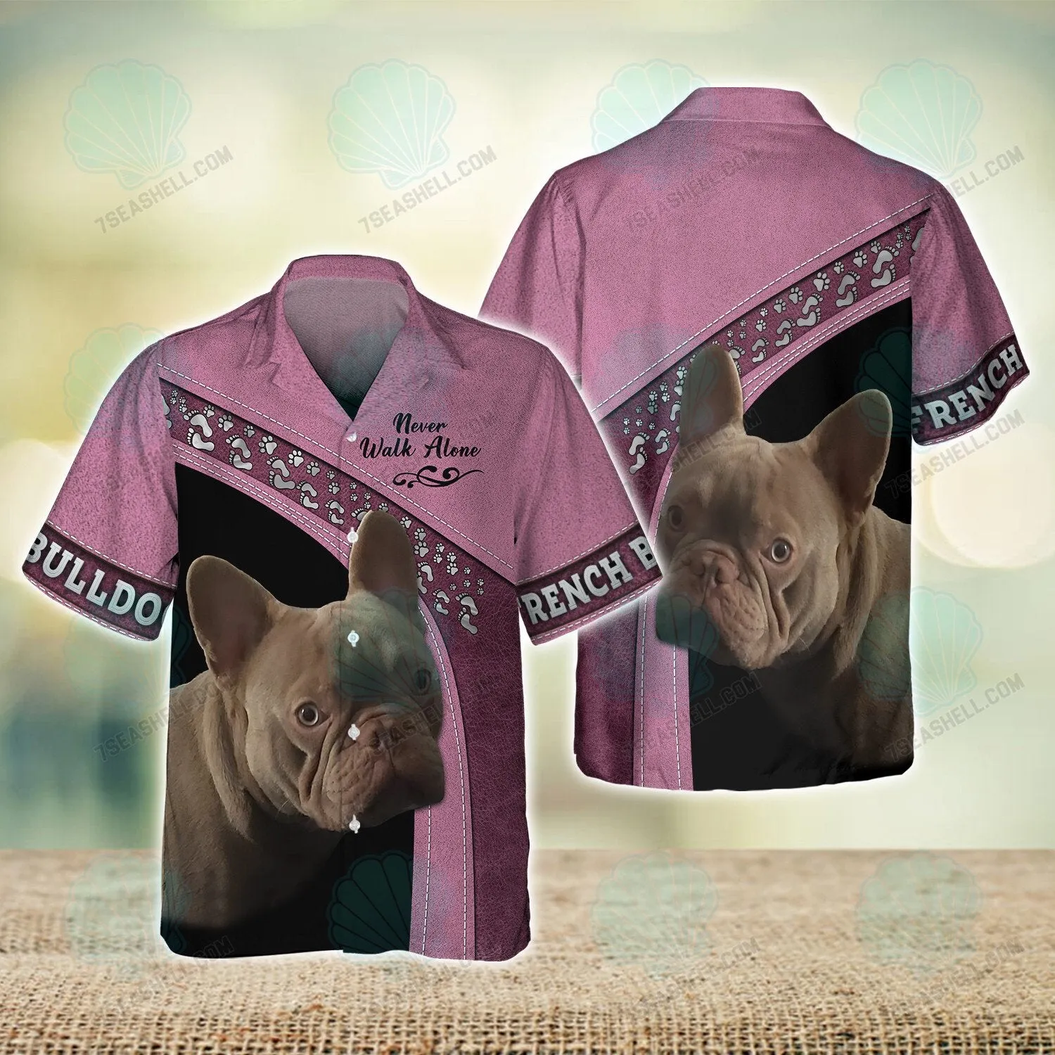 French Bulldog Pink Love Never Walk Alone 3D Full Print Shirts, Christmas Dog Memorial Gifts for loss of Dog