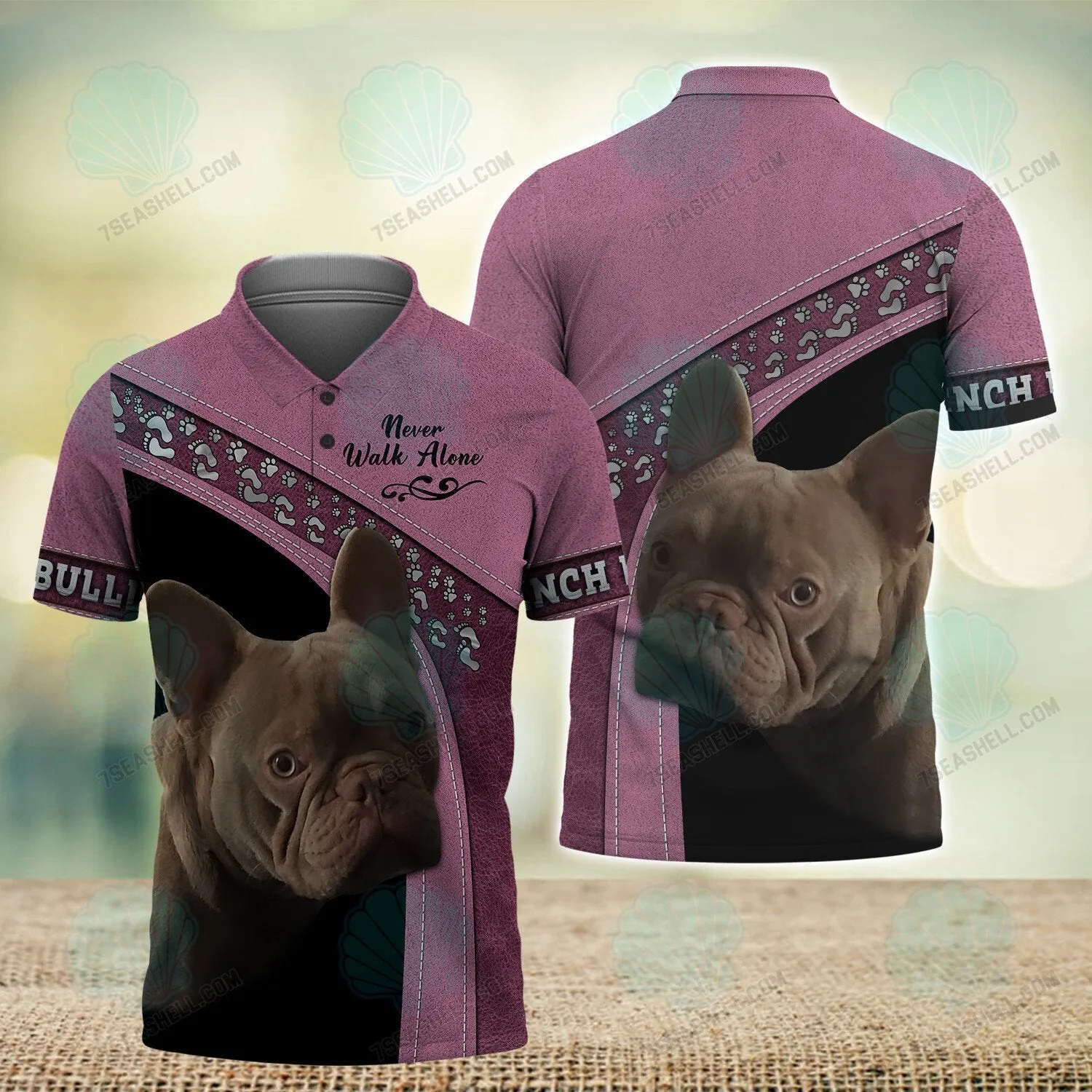 French Bulldog Pink Love Never Walk Alone 3D Full Print Shirts, Christmas Dog Memorial Gifts for loss of Dog