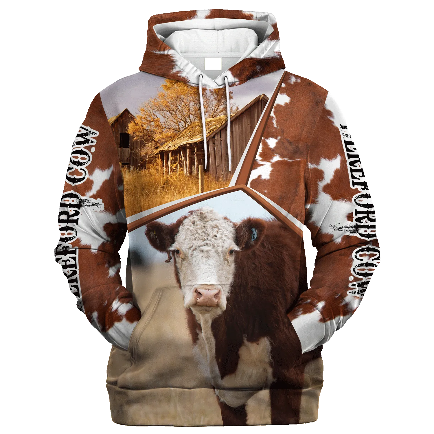 Funny Hereford Farm In The Fall Hoodie