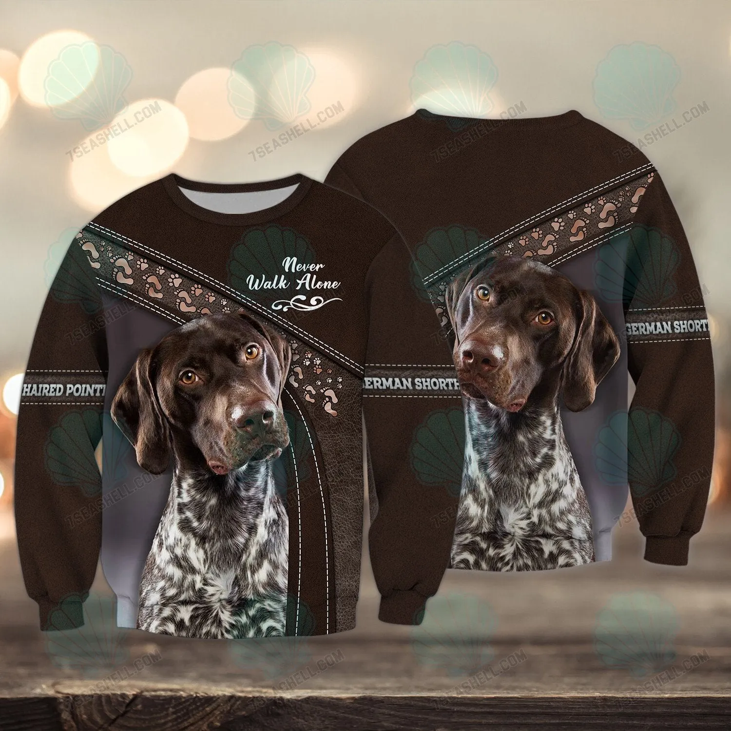 German Shorthaired Pointer Lover Never Walk Alone 3D Full Print Shirts, Christmas Dog Memorial Gifts for loss of Dog