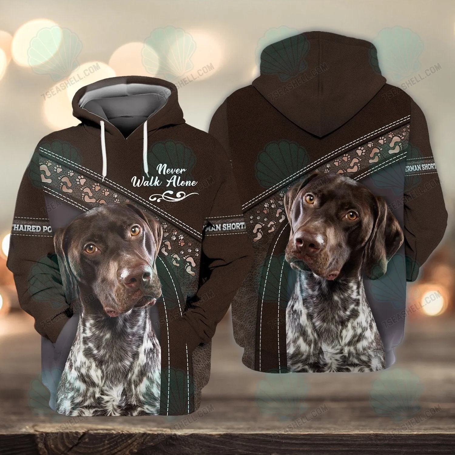 German Shorthaired Pointer Lover Never Walk Alone 3D Full Print Shirts, Christmas Dog Memorial Gifts for loss of Dog