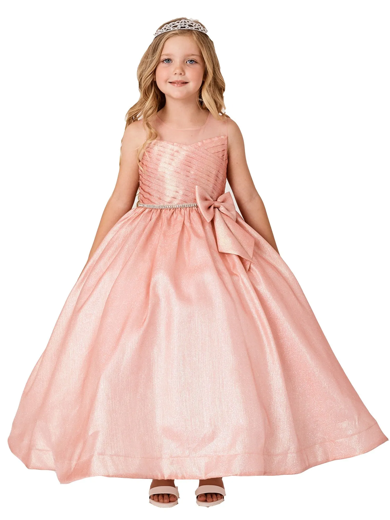 Girls Multi Color Glitter Rhinestone Junior Bridesmaid Dress 2-16