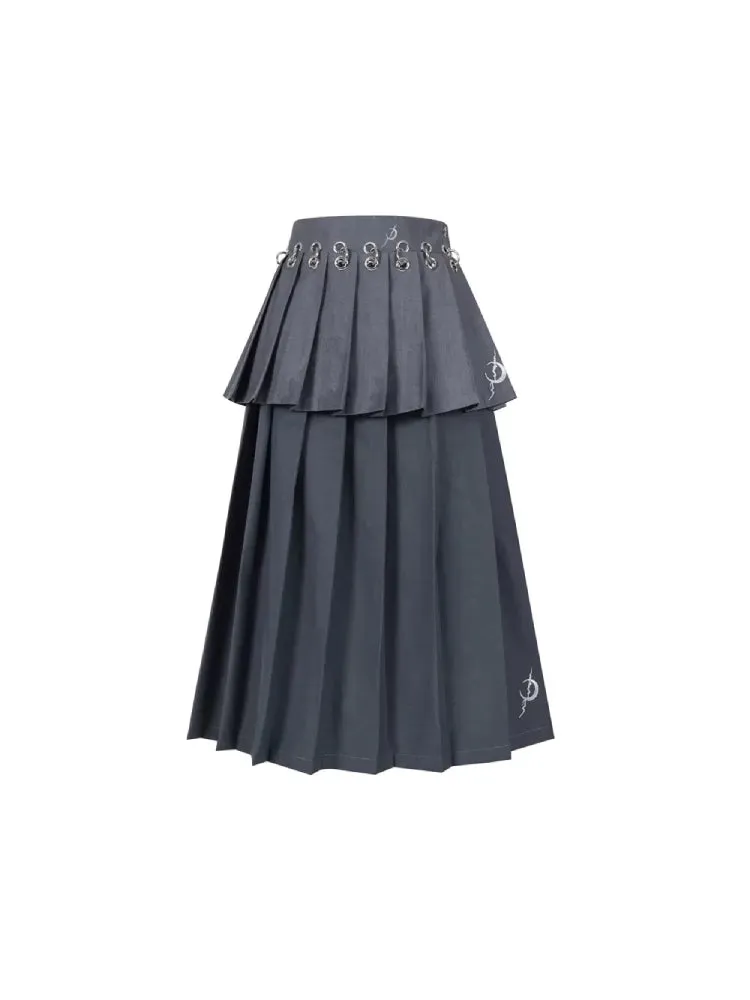 Gray pleated skirt【s0000007688】