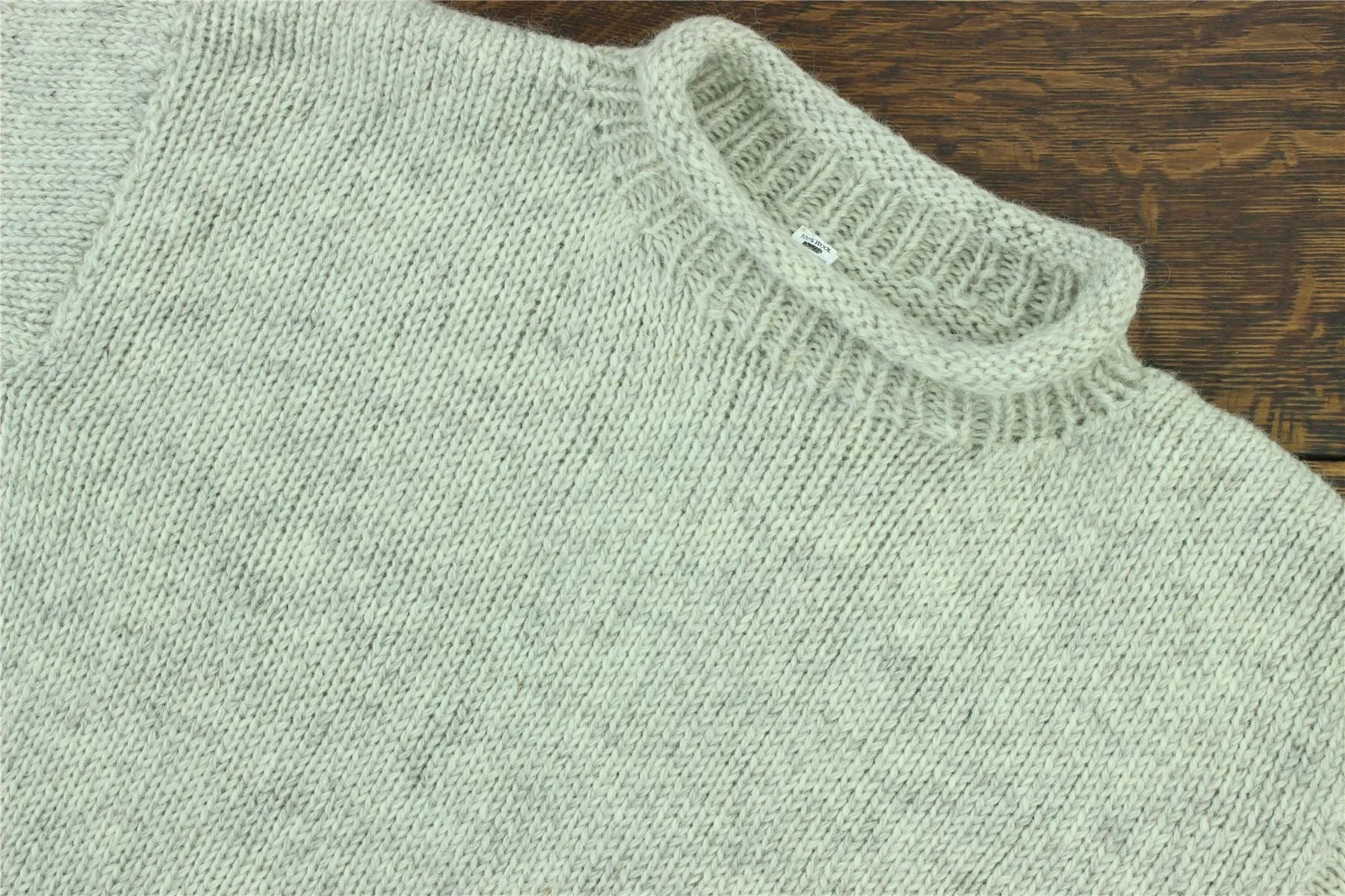 Hand Knitted Wool Jumper - Plain Light Grey