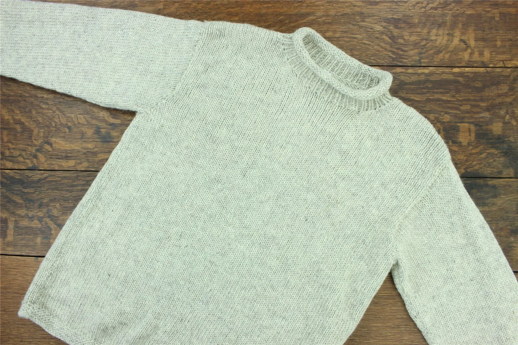 Hand Knitted Wool Jumper - Plain Light Grey