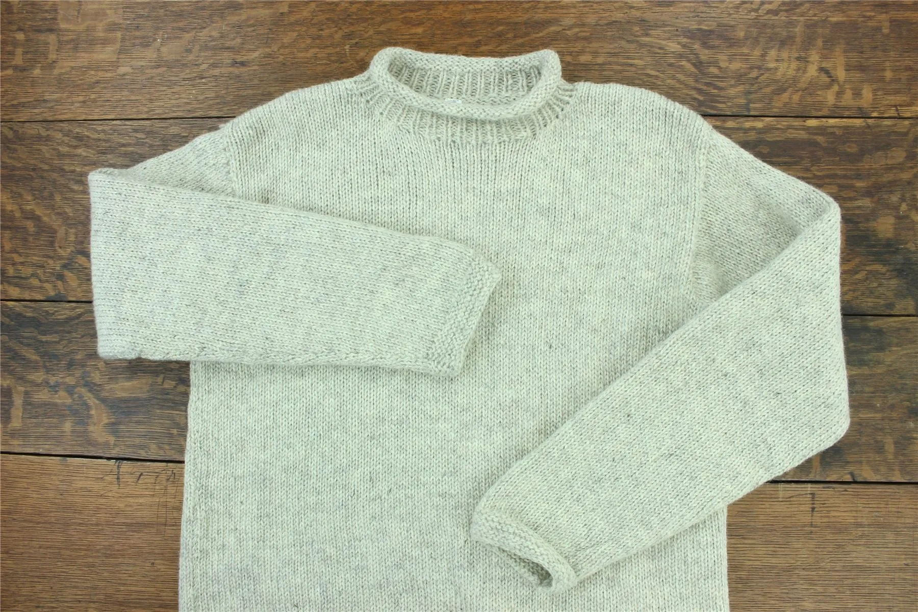 Hand Knitted Wool Jumper - Plain Light Grey