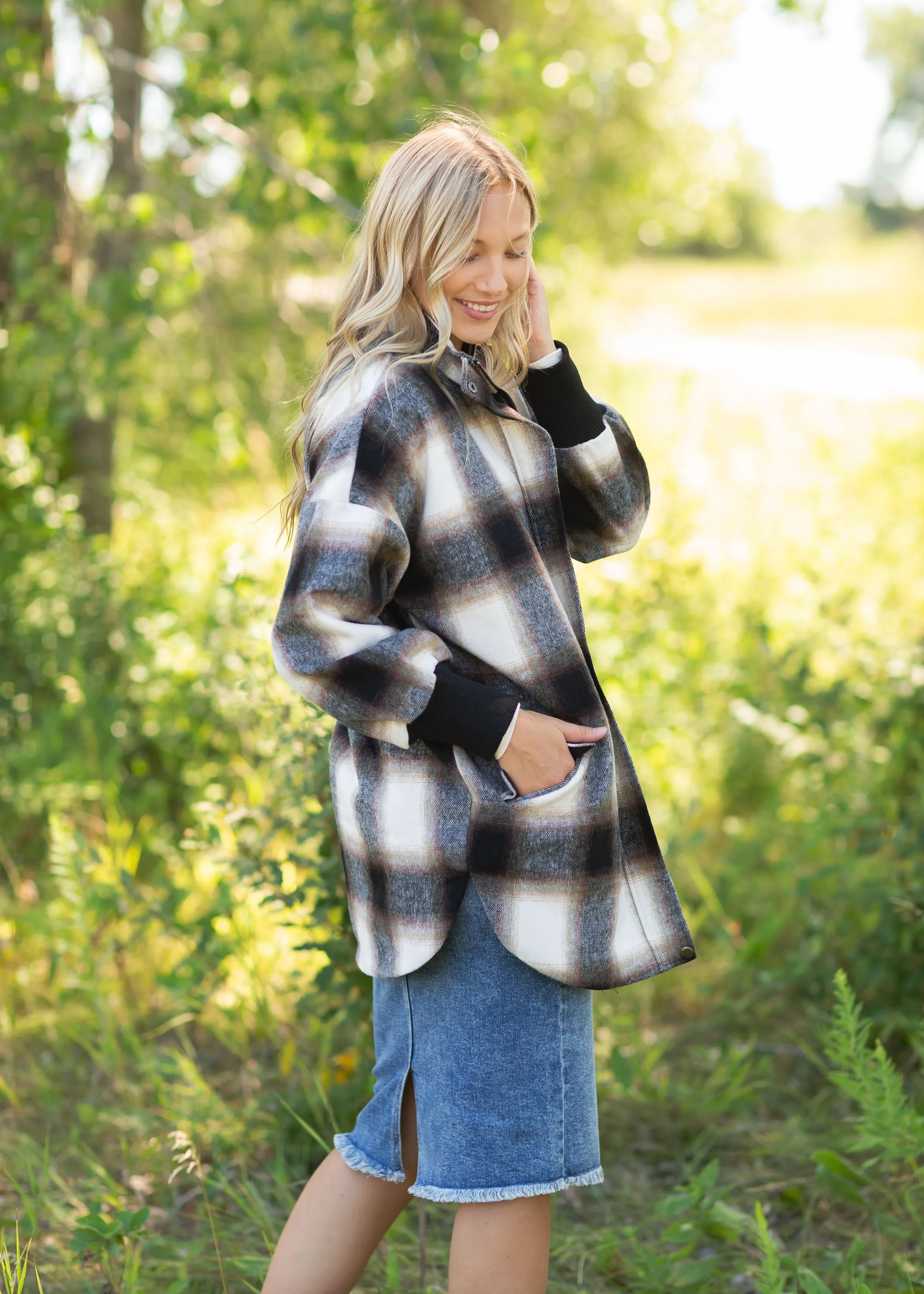 Harper Black Plaid Zip Up Shacket - FINAL SALE