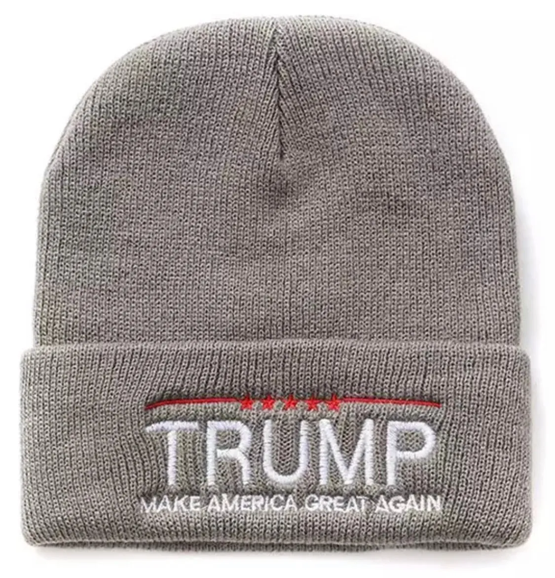 Hats { Trump } Make America Great Again. Embroidered. 4 colors. Black, red, dark gray, light gray. Knit unisex beanie.