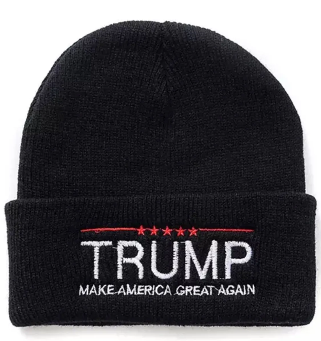 Hats { Trump } Make America Great Again. Embroidered. 4 colors. Black, red, dark gray, light gray. Knit unisex beanie.