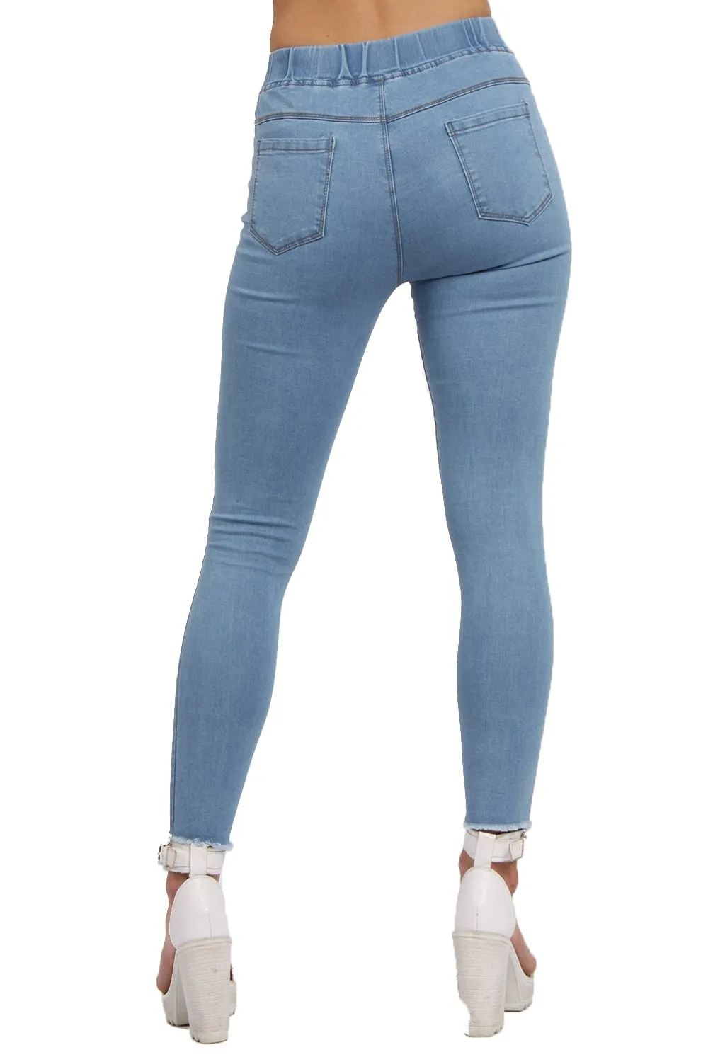 High Waisted Super Ripped Skinny Denim Jeggings Jean